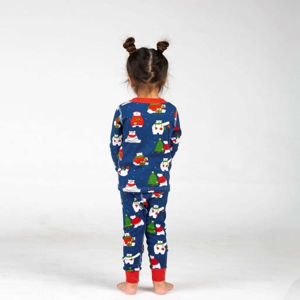 Polar Bear Jersey Pajama Set For Kids