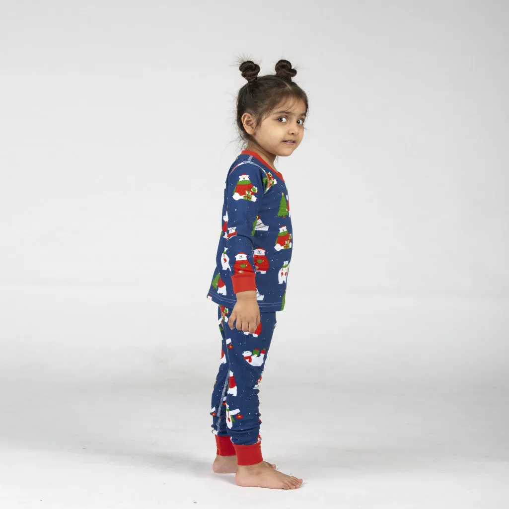 Polar Bear Jersey Pajama Set For Kids