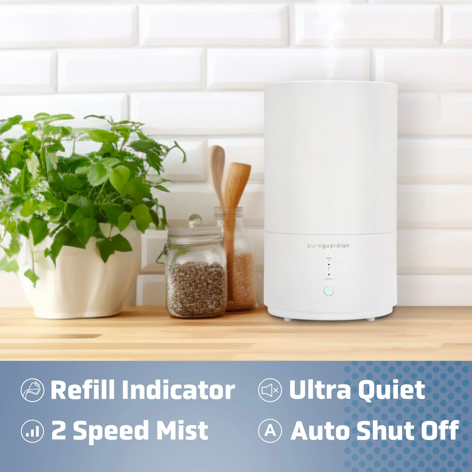 PureGuardian H950AR 0.80 Gallon Top Fill Ultrasonic Cool Mist Humidifier with Aromatherapy Tray