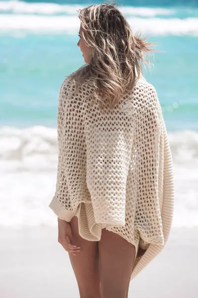 Ribbed Shawl Splice Cardigan Trendy Beachwear