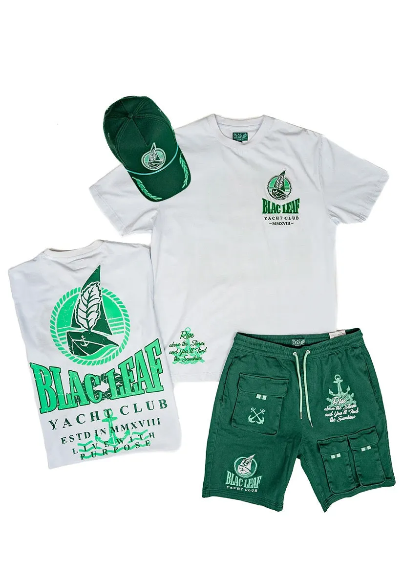Rise Above The Storm Shirt Big & Tall, Yacht Club Twill Utility Shorts Big & Tall, and Yacht Club Captain Hat Bundle