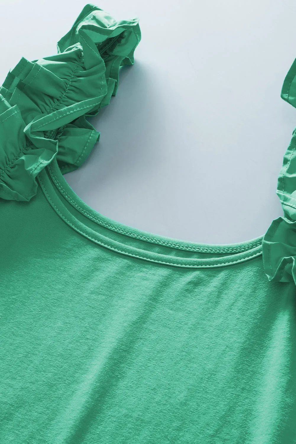 Ruffled Wide Straps Slim Tank Top