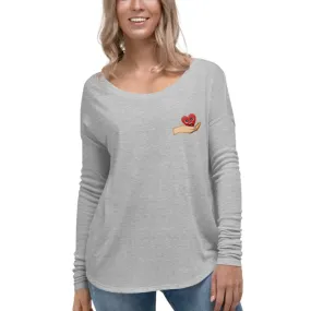 S&B Long Sleeve Hand Heart Tshirt For Ladies