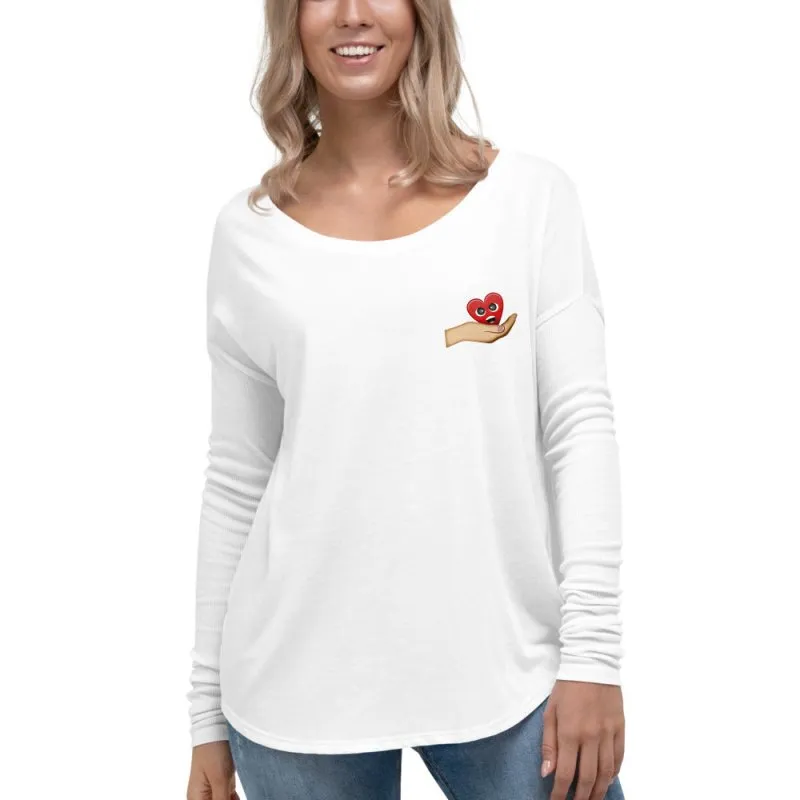 S&B Long Sleeve Hand Heart Tshirt For Ladies