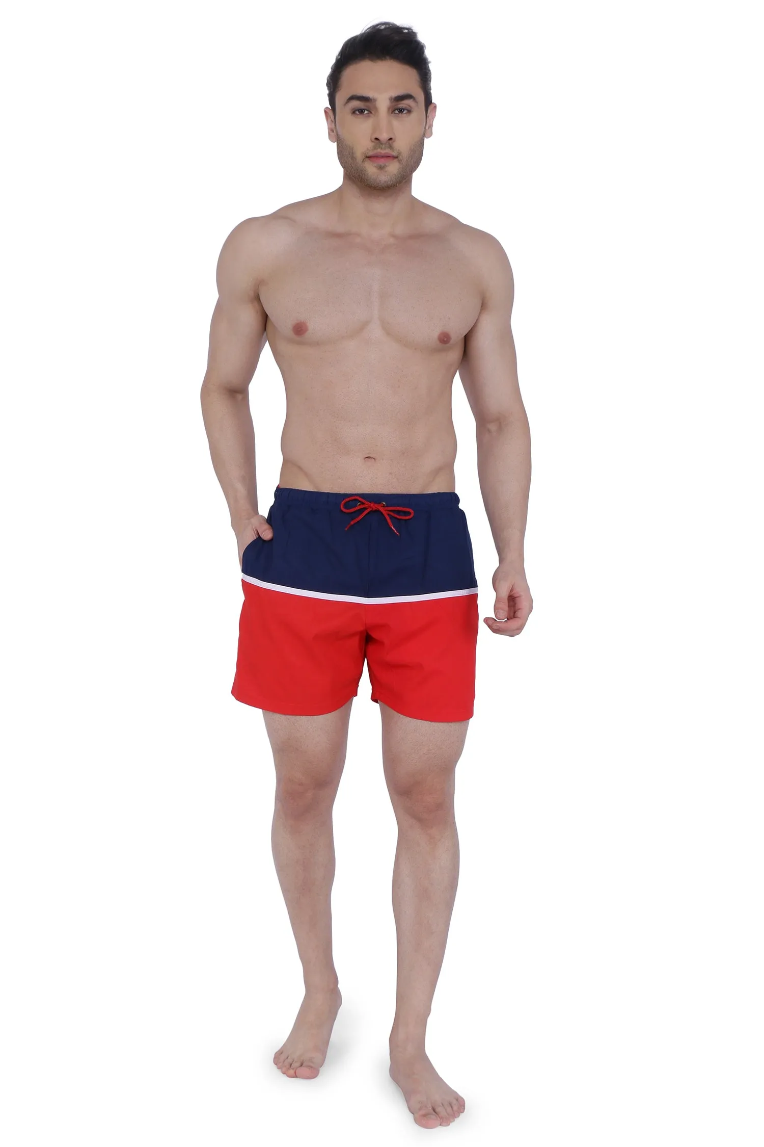 Semantic Designer Microfiber Swimshorts - Cut-n-Sew - Red