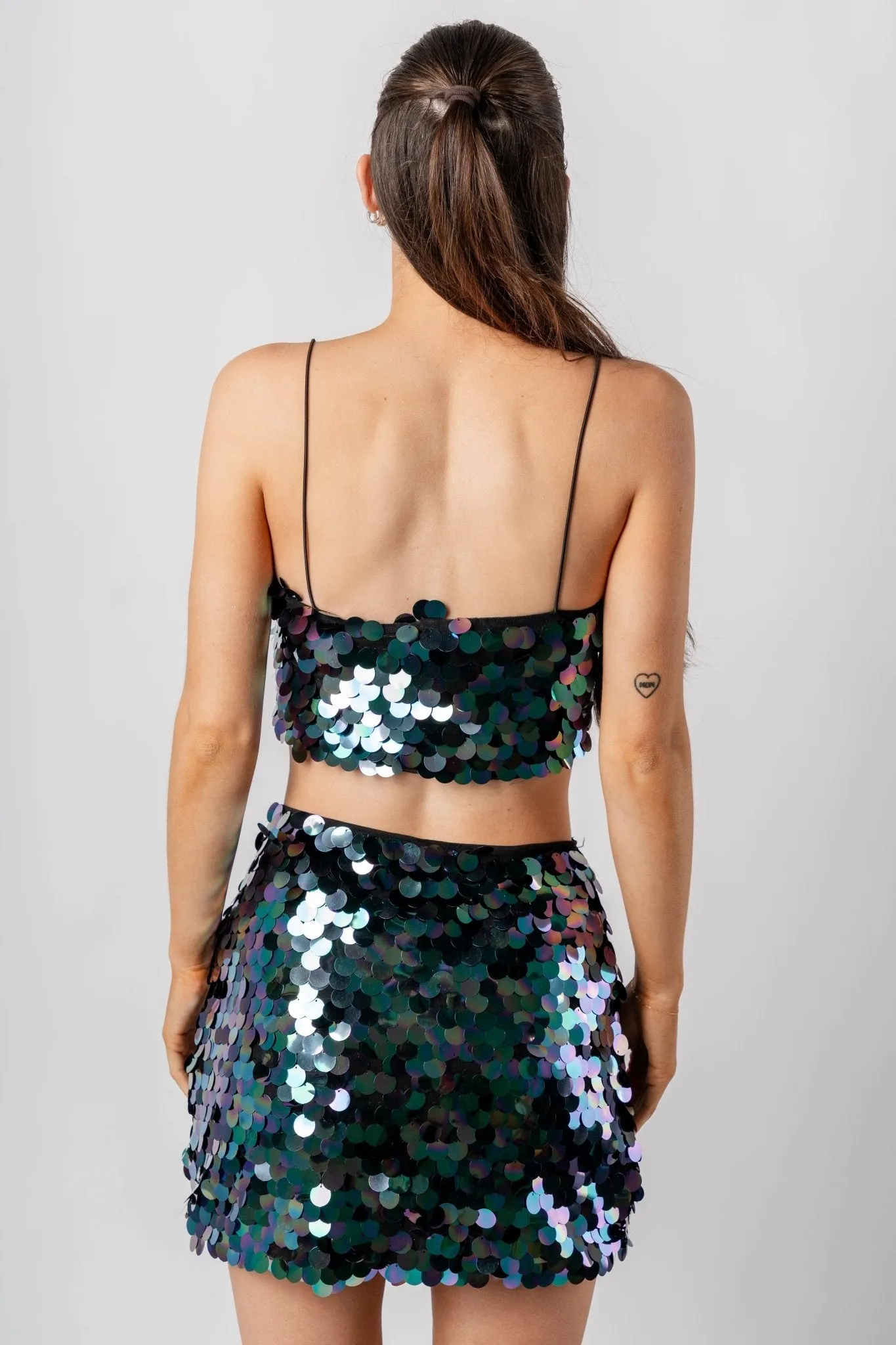 Sequin mini skirt black
