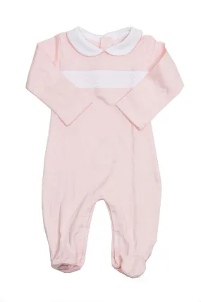 Smocked Cotton Pajama Pima Cotton Pink and White