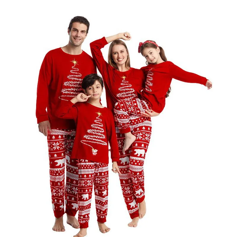 The Christmas Tree Lights Printed Family Pajama Set