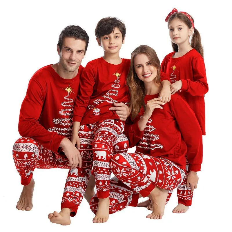 The Christmas Tree Lights Printed Family Pajama Set