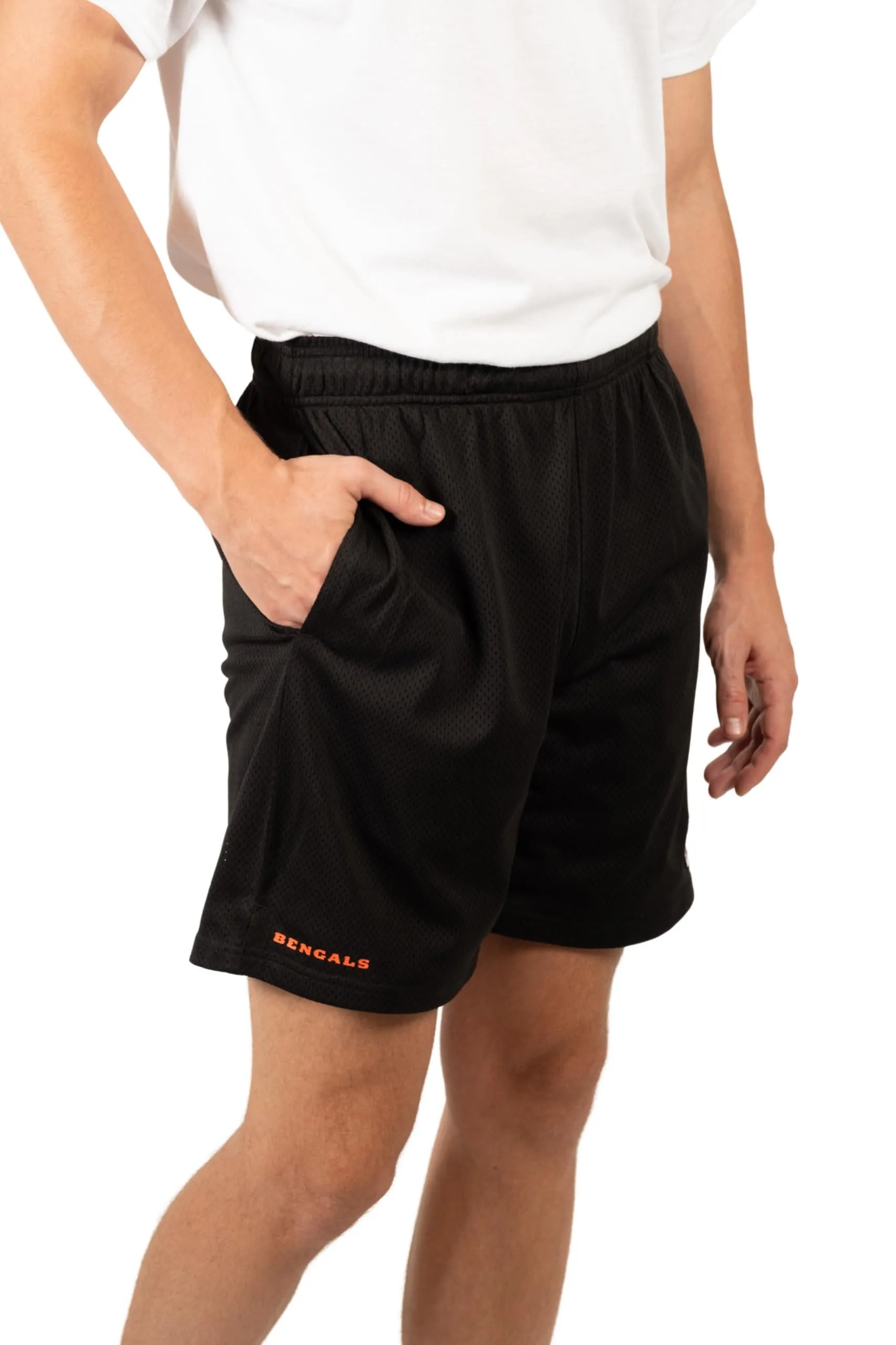 Ultra Game Men's NFL Official Super Soft Soft Mesh Active Training Shorts - Unisex, Cincinnati Bengals|Cincinnati Bengals