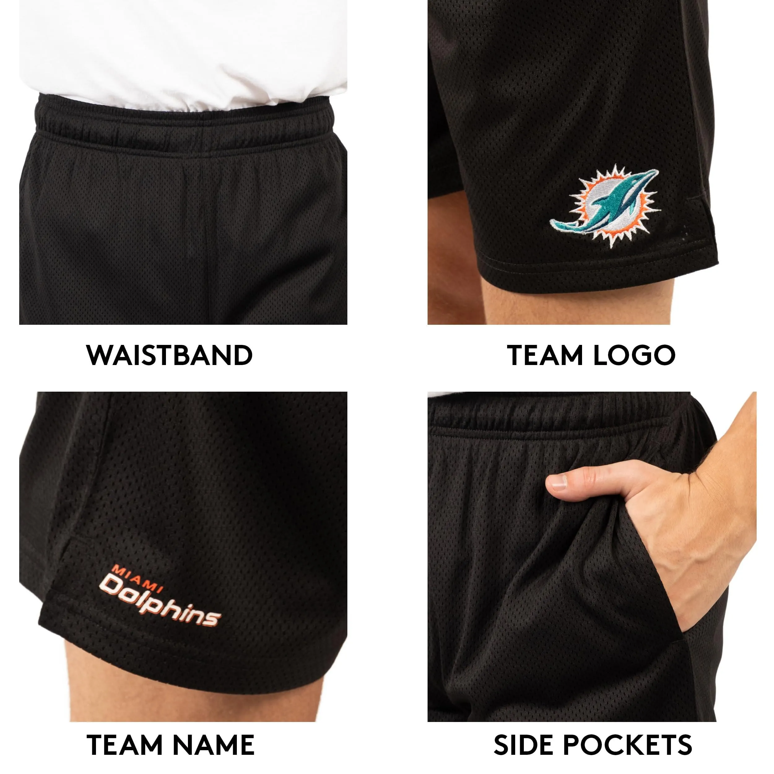 Ultra Game Men's NFL Official Super Soft Soft Mesh Active Training Shorts - Unisex, Miami Dolphins|Miami Dolphins
