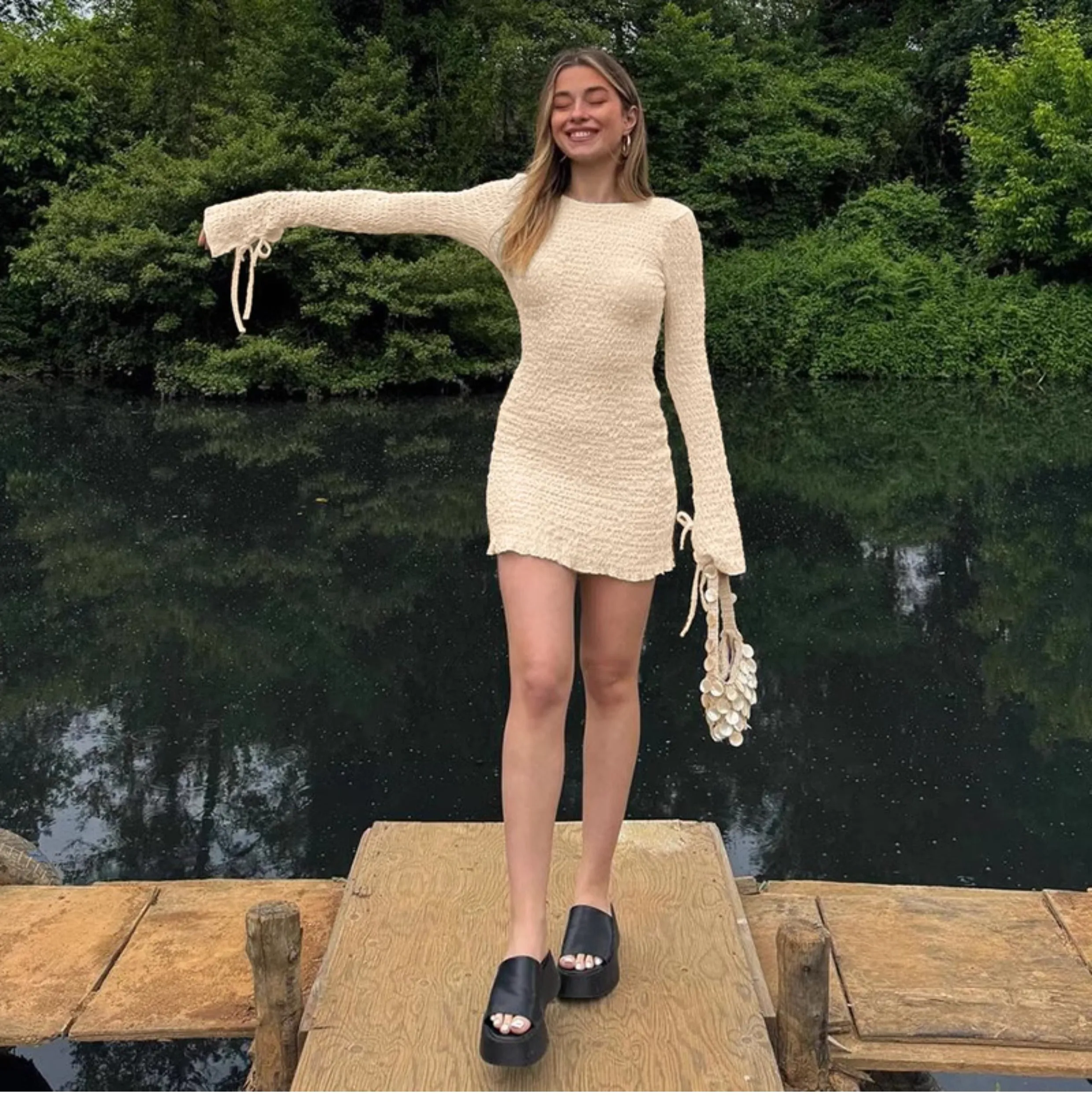 Vanessa Backless Textured Mini Dress