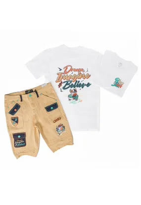 Vibes Of Paradise White Shirt, and Paradise Shorts Combo