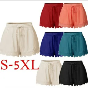 Women's Street Hipster Summer Solid Color Lace Casual Shorts