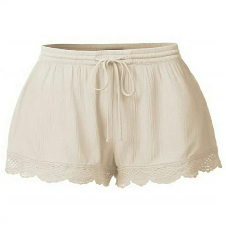 Women's Street Hipster Summer Solid Color Lace Casual Shorts