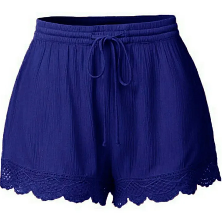 Women's Street Hipster Summer Solid Color Lace Casual Shorts