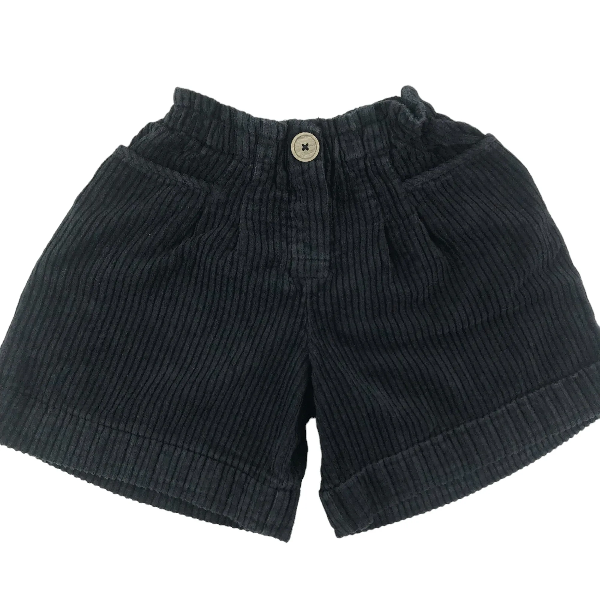 Zara Shorts Age 6-7 Black Corduroy Style Flared Cotton